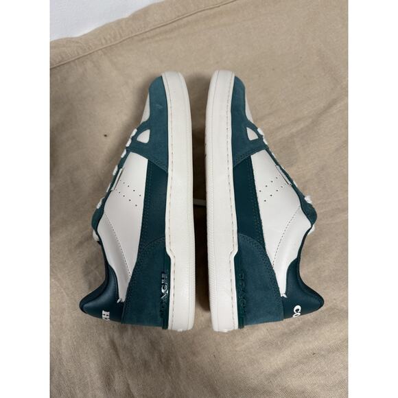 Coach Shoes Mens Size 11 Green White Low Top Retro Court Sneakers Suede Leather